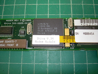 Shiva V.34 modem module, closeup