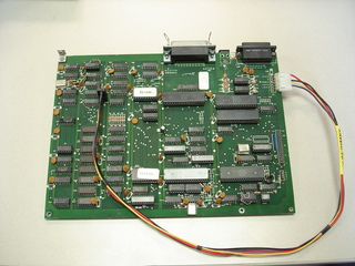 Kaypro II motherboard with testing power harness